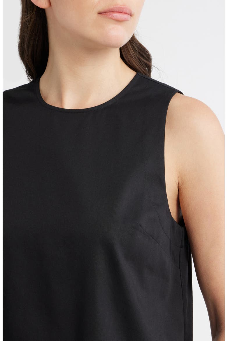 Sleeveless Embroidered Hem Cotton Dress, Alternate, color, BLACK