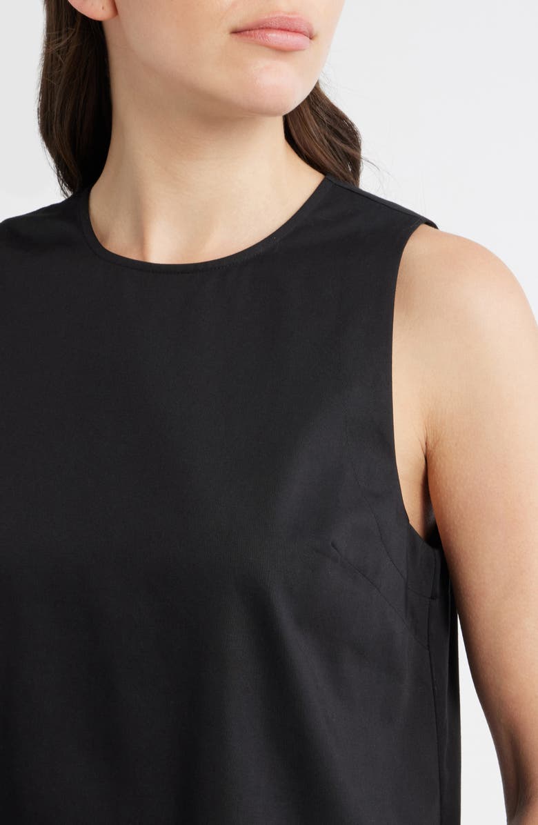 BOSS Orange Sleeveless Embroidered Hem Cotton Dress, Alternate, color, Black