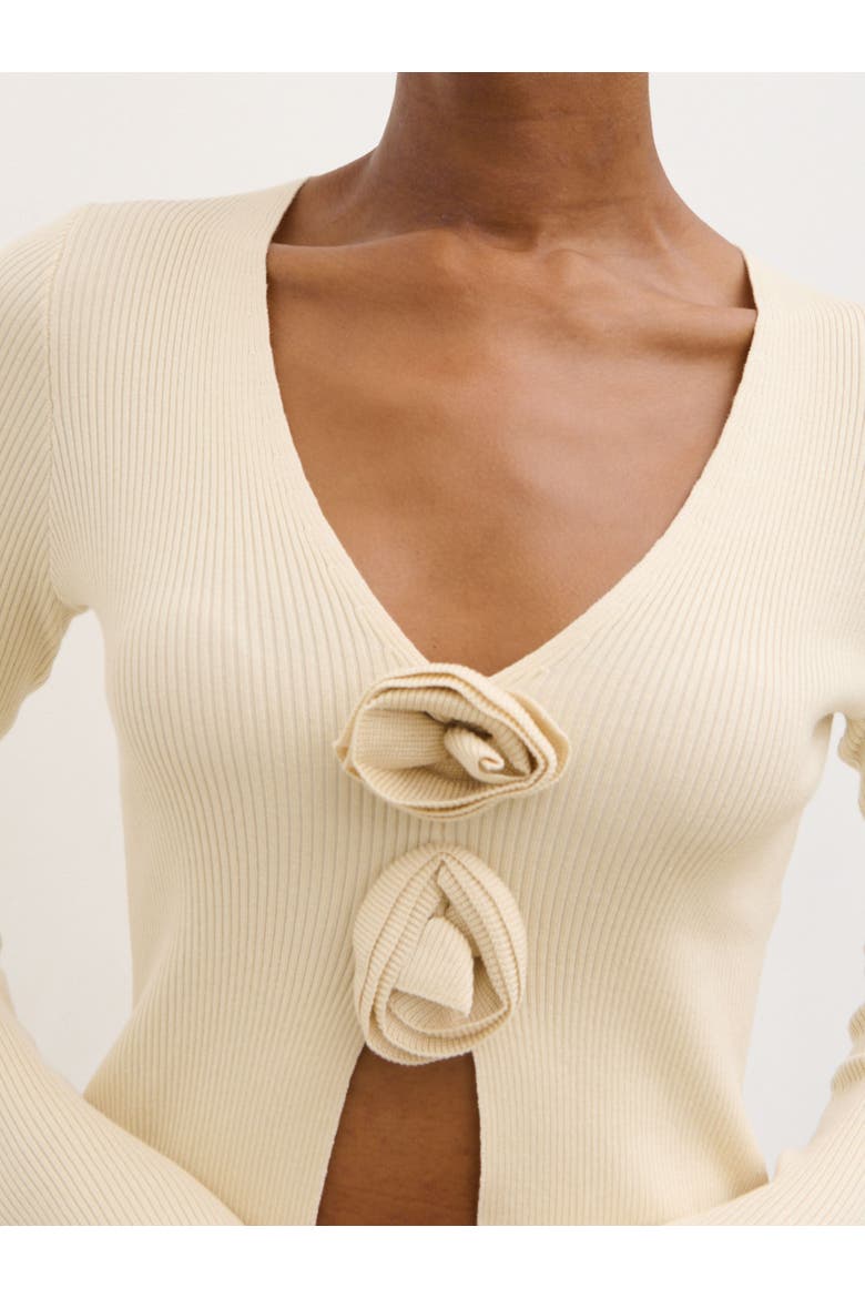 Clemmie Rosette Knit Top, Alternate, color, Stone