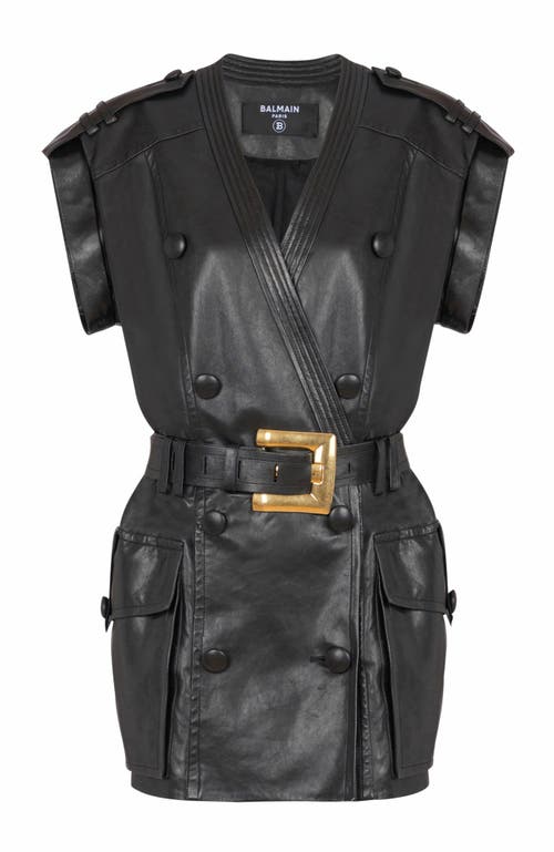 Balmain Leather Belted Mini Dress
