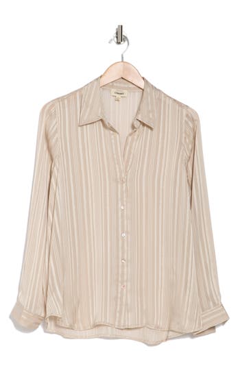 L AGENCE L'AGENCE ARGO METALLIC STRIPE LONG SLEEVE BUTTON-UP SHIRT