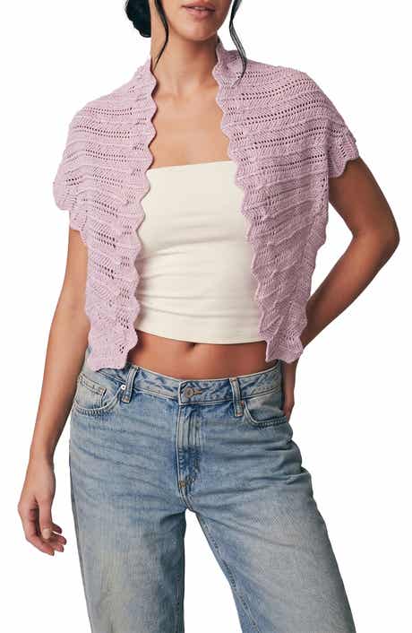 Scalloped Pointelle Triangle Scarf