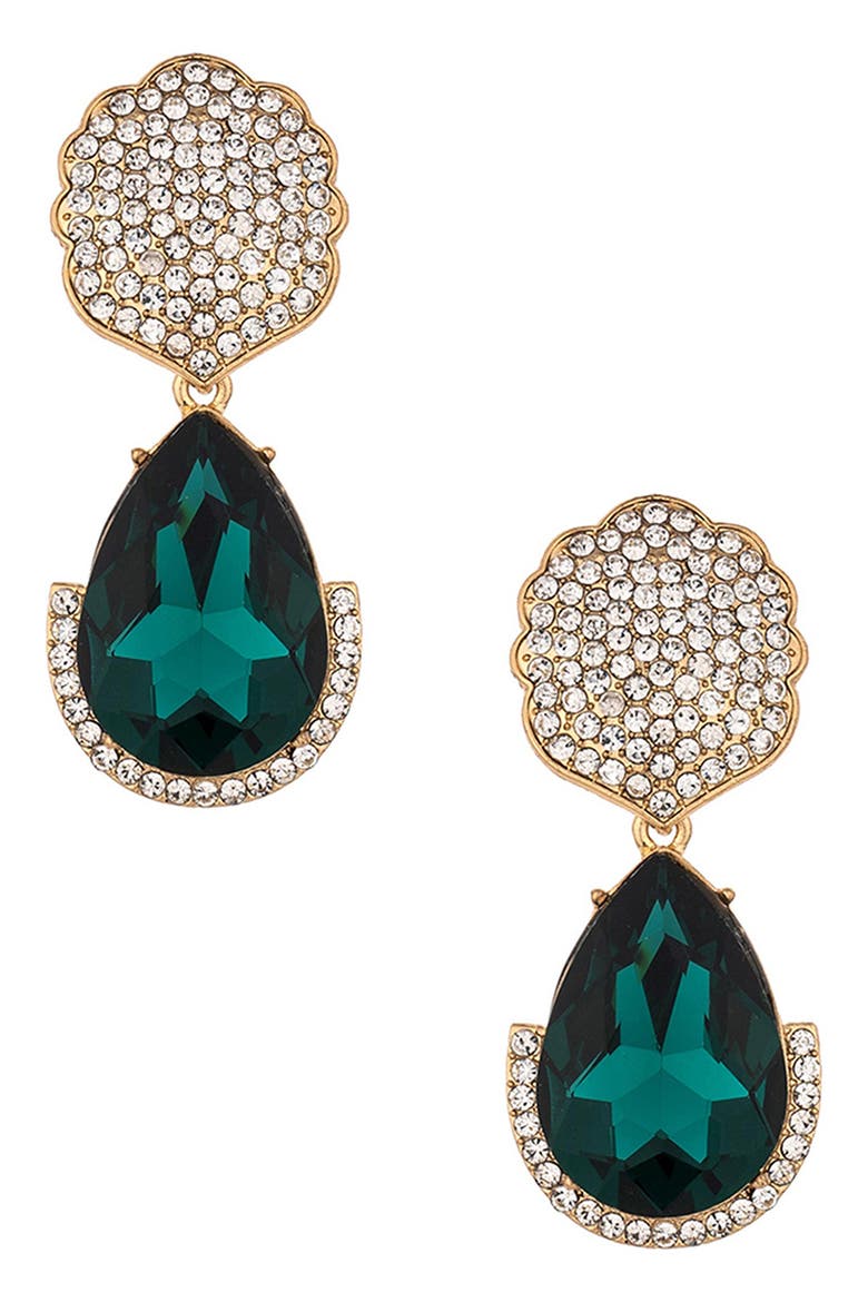 Pavé Statement Earrings, Main, color, GREEN