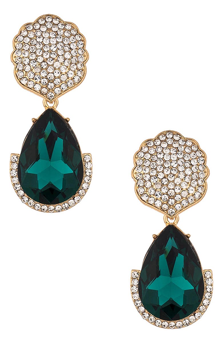 Ettika Pavé Statement Earrings, Main, color, Green