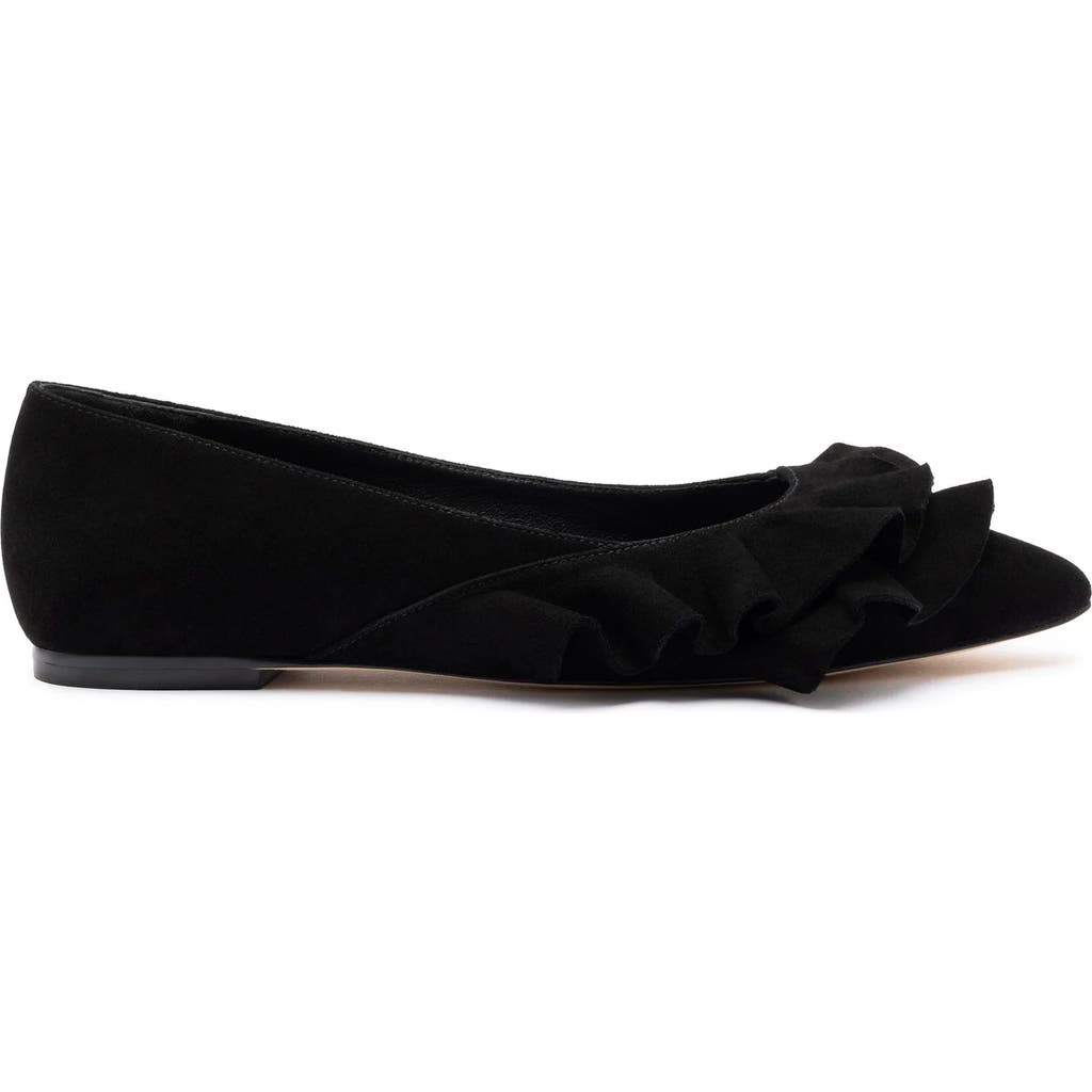 Larroude Larroudé Lee Ruffle Flat In Black