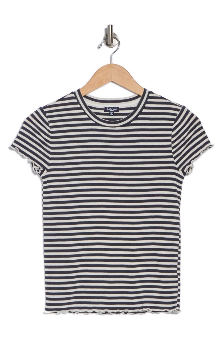 Splendid Cannes Rib Cotton Blend Top, Alternate, color, Moonstone/Navy