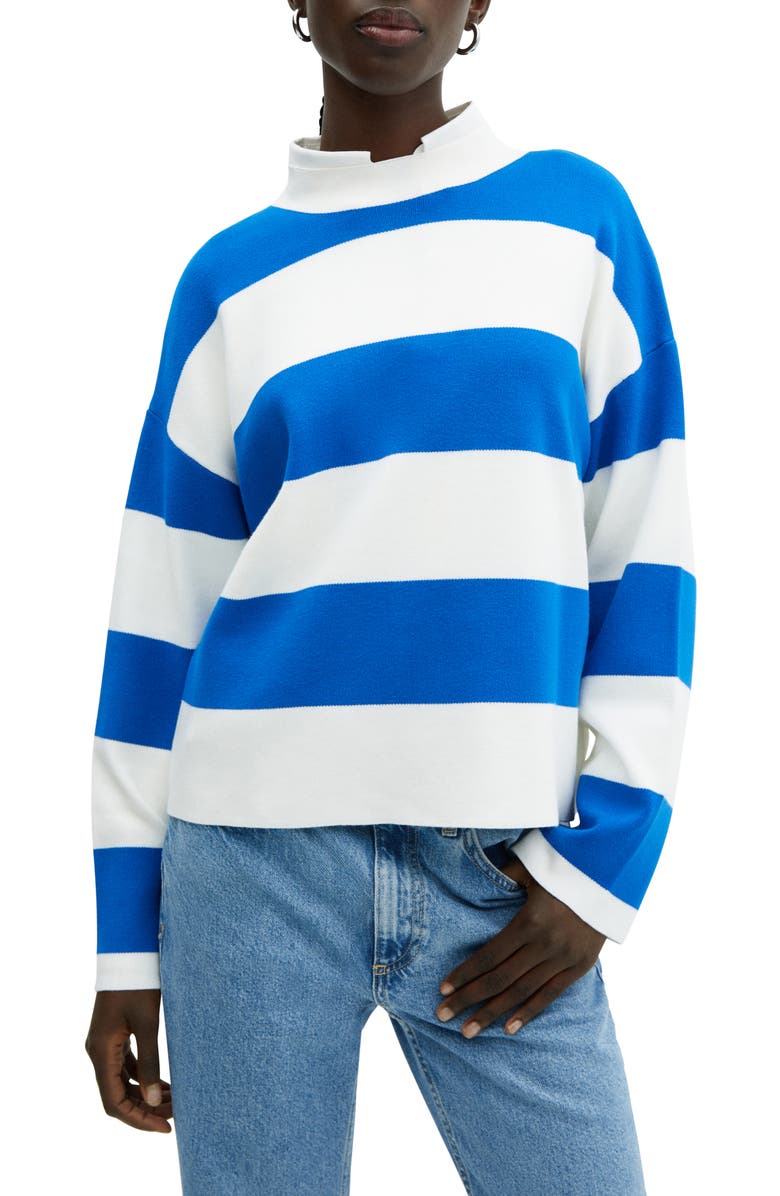 MANGO Stripe Funnel Neck Sweater, Main, color, 