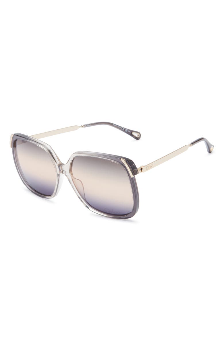 Chloé 60mm Oversize Square Sunglasses, Alternate, color, Grey