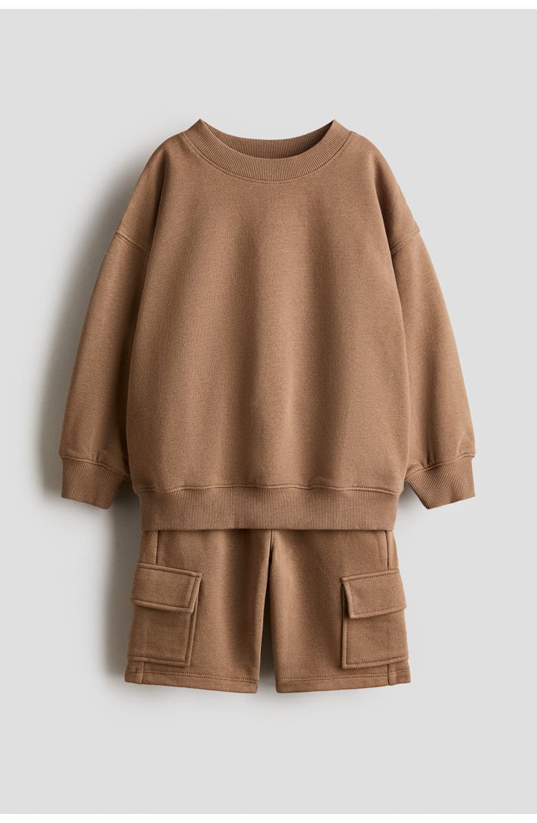 H&M 2-piece Sweatshirt Set, Main, color, Brown