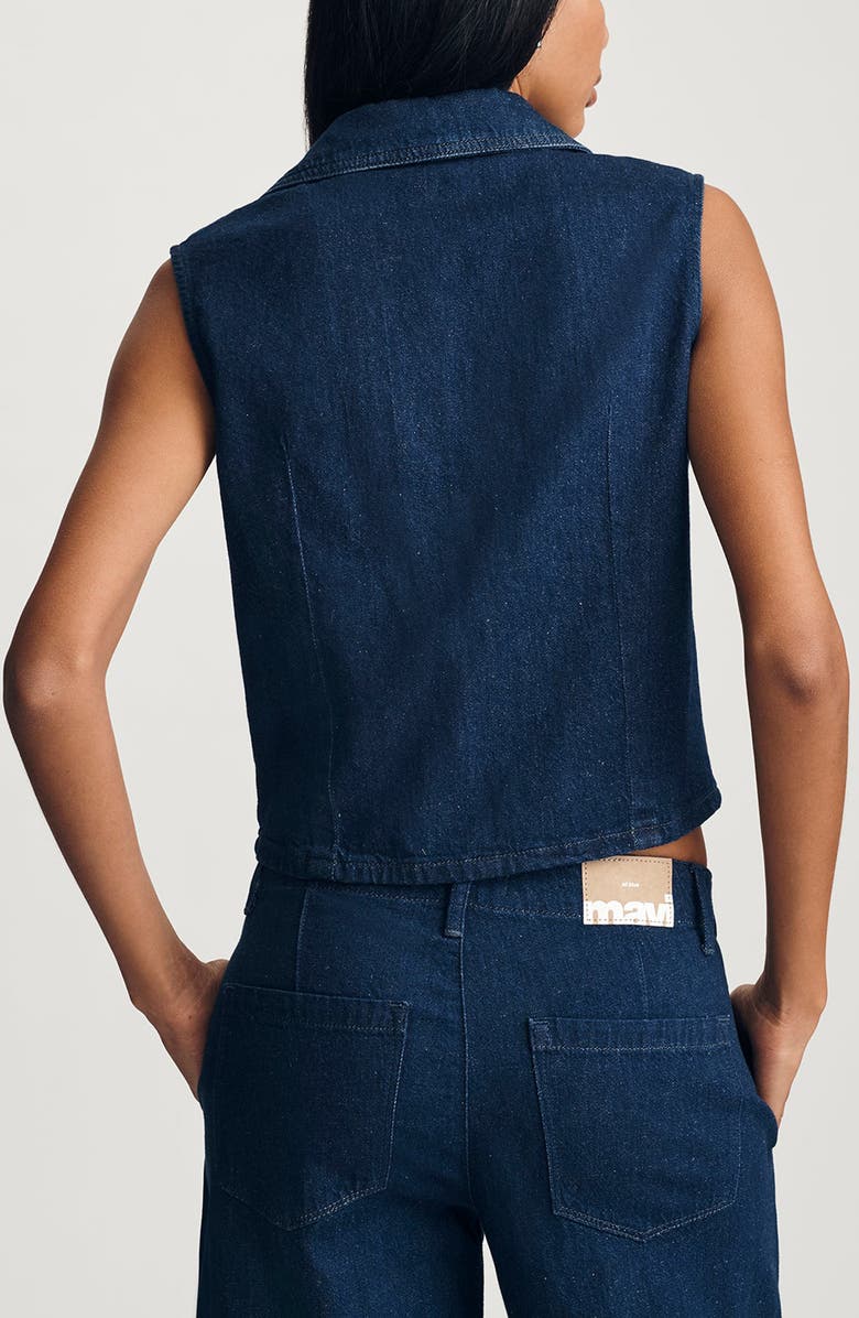 Mavi Jeans Bria Sleeveless Crop Denim Shirt, Alternate, color, Dark Linen Denim
