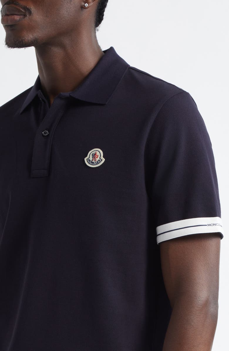 Moncler Tipped Cotton Piqué Polo, Alternate, color, Navy Blue