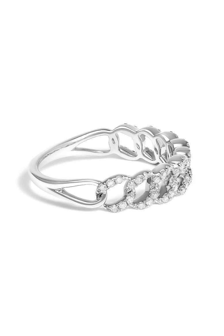 .925 Sterling Silver 1/4 ctw Diamond Curb Link Band Ring, Alternate, color, Silver