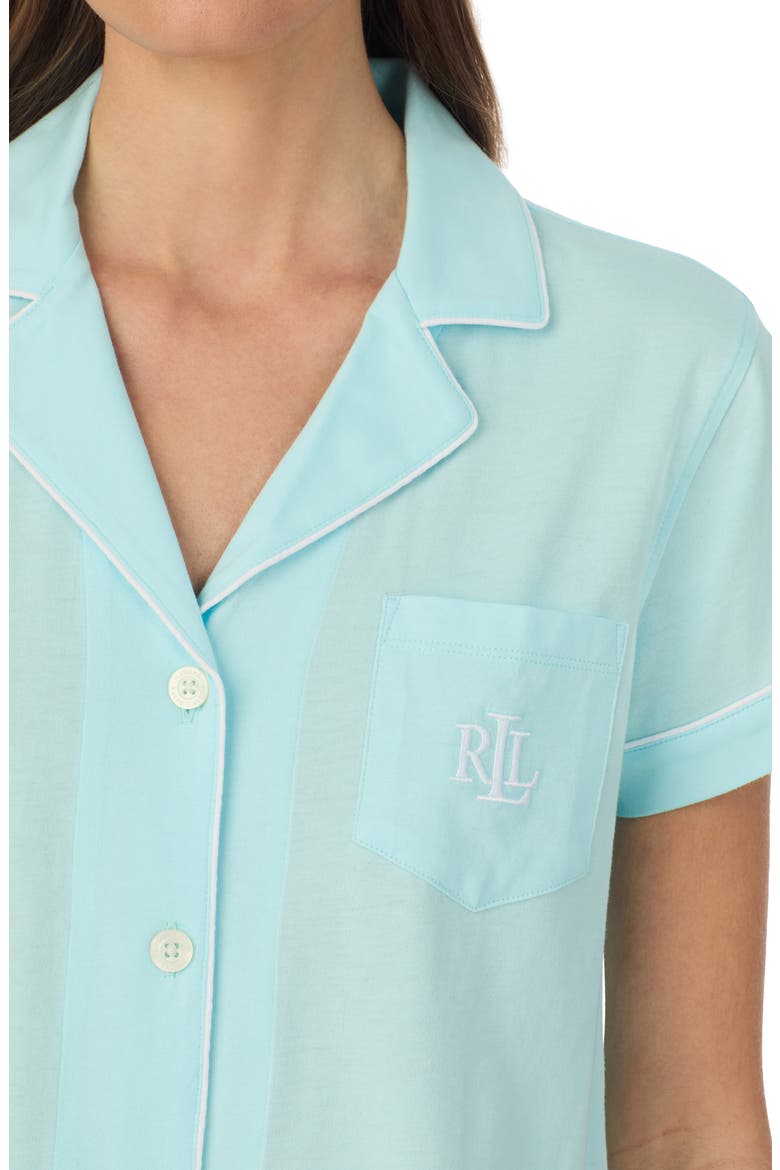 Short Sleeve Cotton Blend Pajamas, Alternate, color, TURQUISE