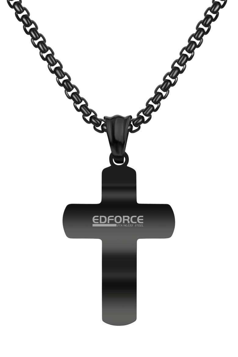 Polished Cross Pendant Necklace, Alternate, color, BLACK