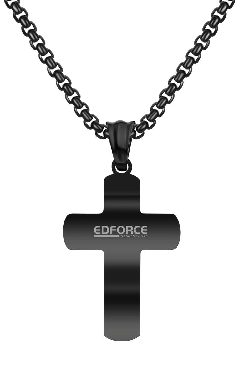 EDFORCE Polished Cross Pendant Necklace, Alternate, color, Black