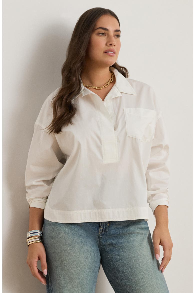 Stachee Popover Cotton Broadcloth Shirt, Alternate, color, WHITE