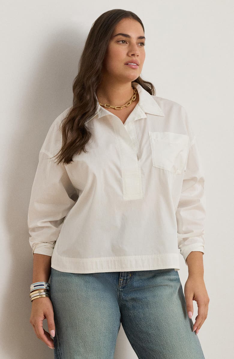 Lauren Ralph Lauren Stachee Popover Cotton Broadcloth Shirt, Alternate, color, White
