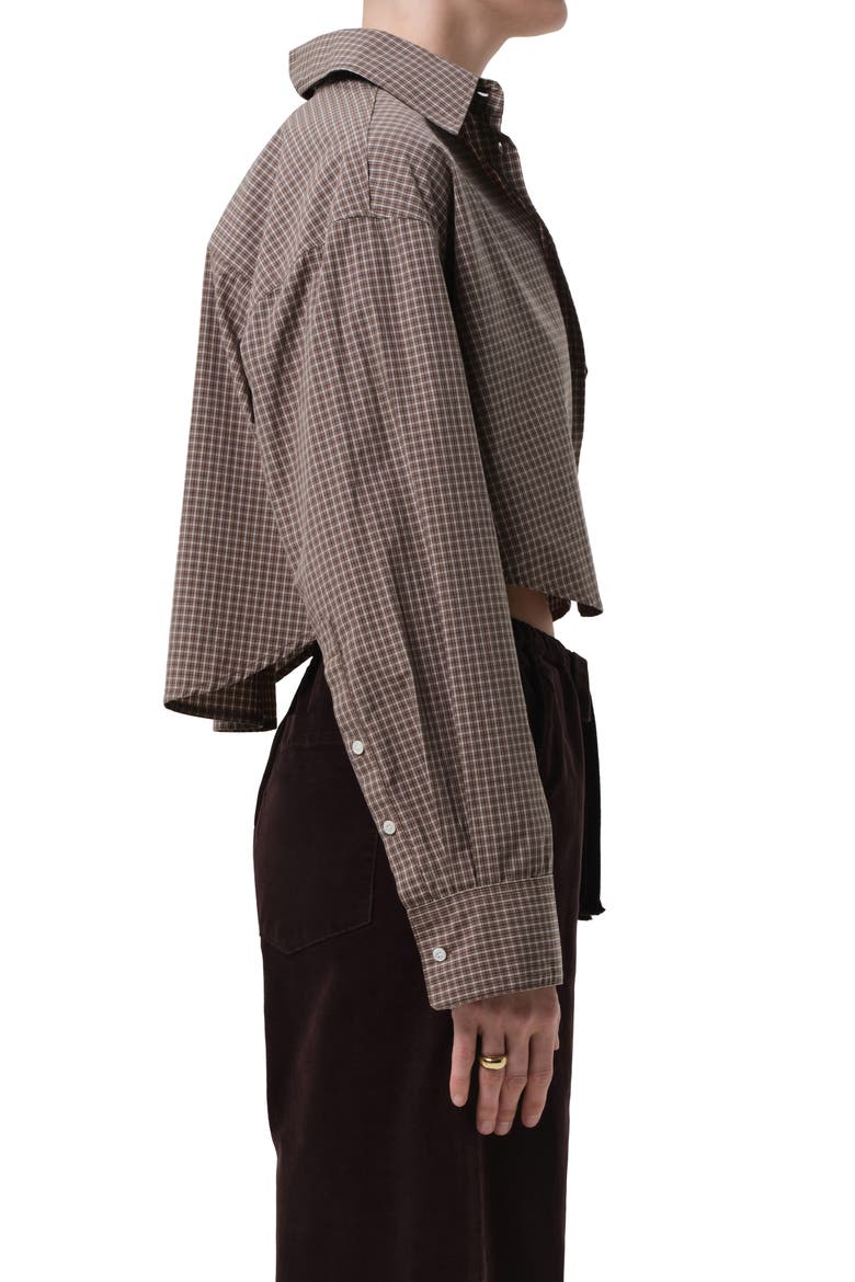 Ana Crop Long Sleeve Button-Up Shirt, Alternate, color, HRTAGE STRIPE