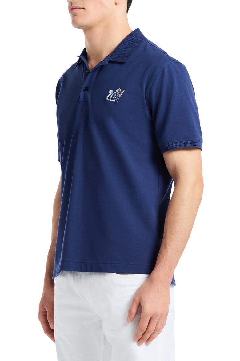 Monkey Business Embroidered Cotton Piqué Polo, Alternate, color, NAVY