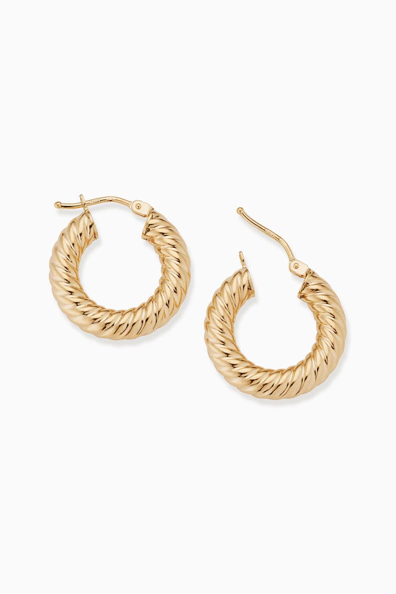 14K Yellow Gold Goddess Bold Hoops, Alternate, color, Yellow Gold
