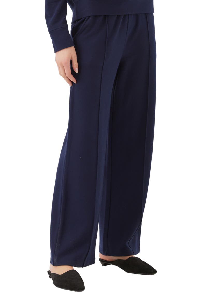 Pintuck Drawstring Wide Leg Sweatpants, Alternate, color, NAVY