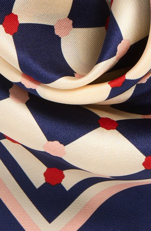 Lost Pattern Checkerboard Silk Square Bandana In Blue