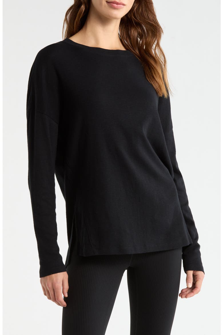 Ease Up Long Sleeve T-Shirt, Main, color, BLACK