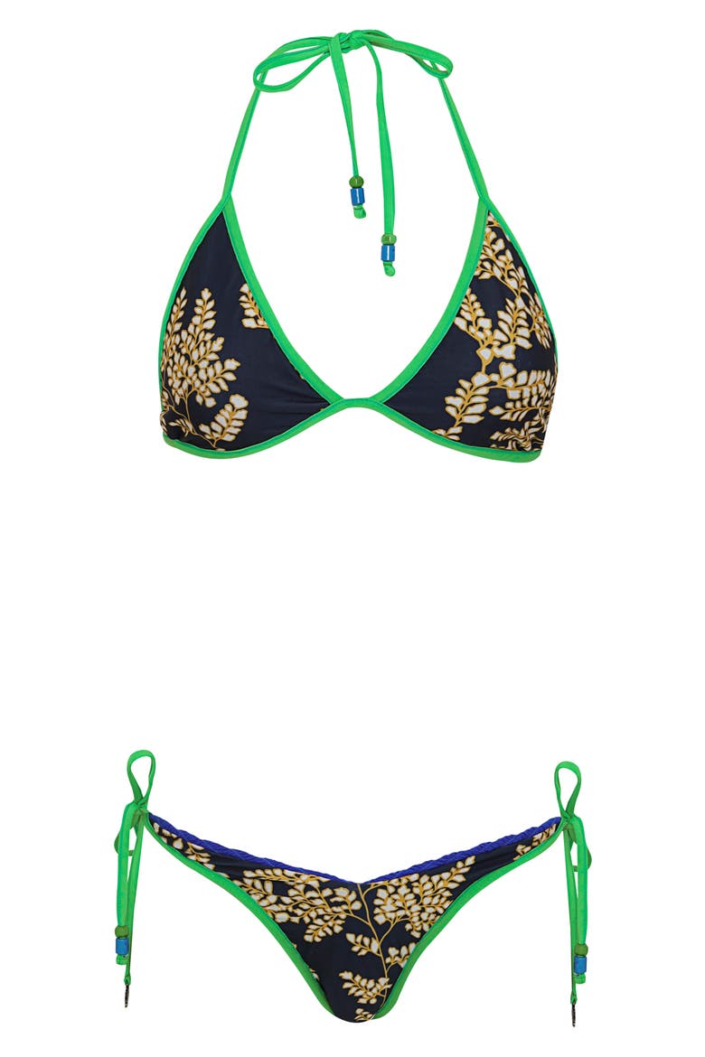 Cobalt Blue Celestina Reversible Triangle Bikini Top, Alternate, color, BLUE