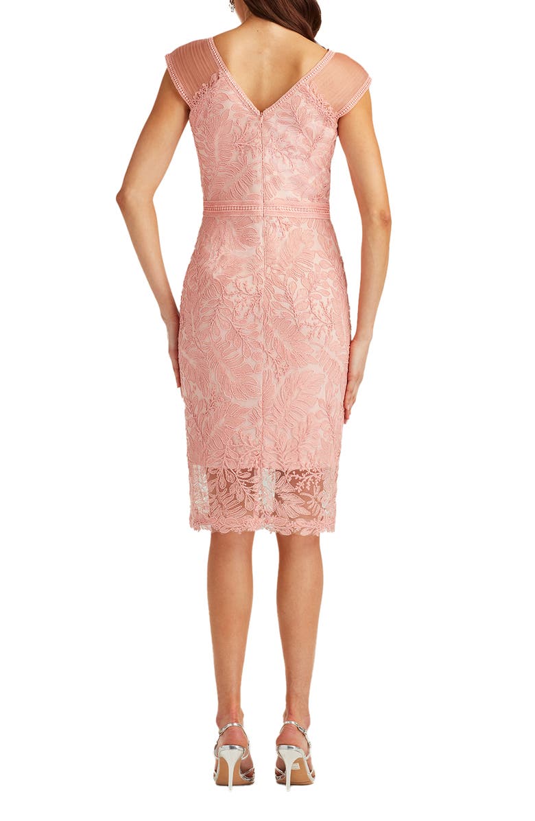 Tadashi Shoji Sleeveless Corded Lace Sheath Cocktail Dress, Alternate, color, Adobe Blush