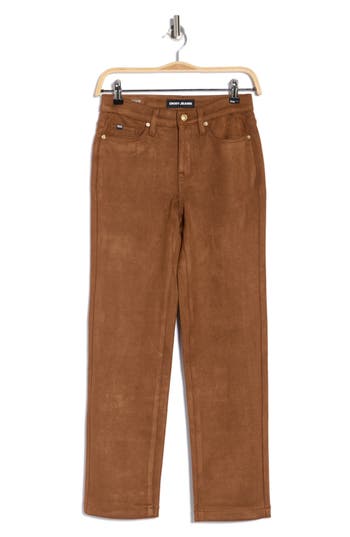 Dkny Jeans Classic Mid Rise Straight Leg Jeans In Brown