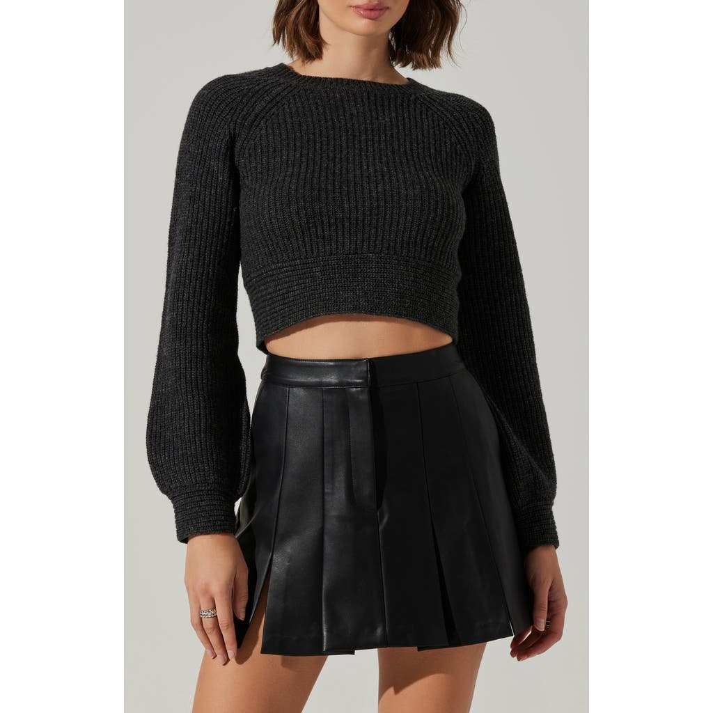 Astr The Label Eila Bow Back Wool Blend Crop Sweater In Gray