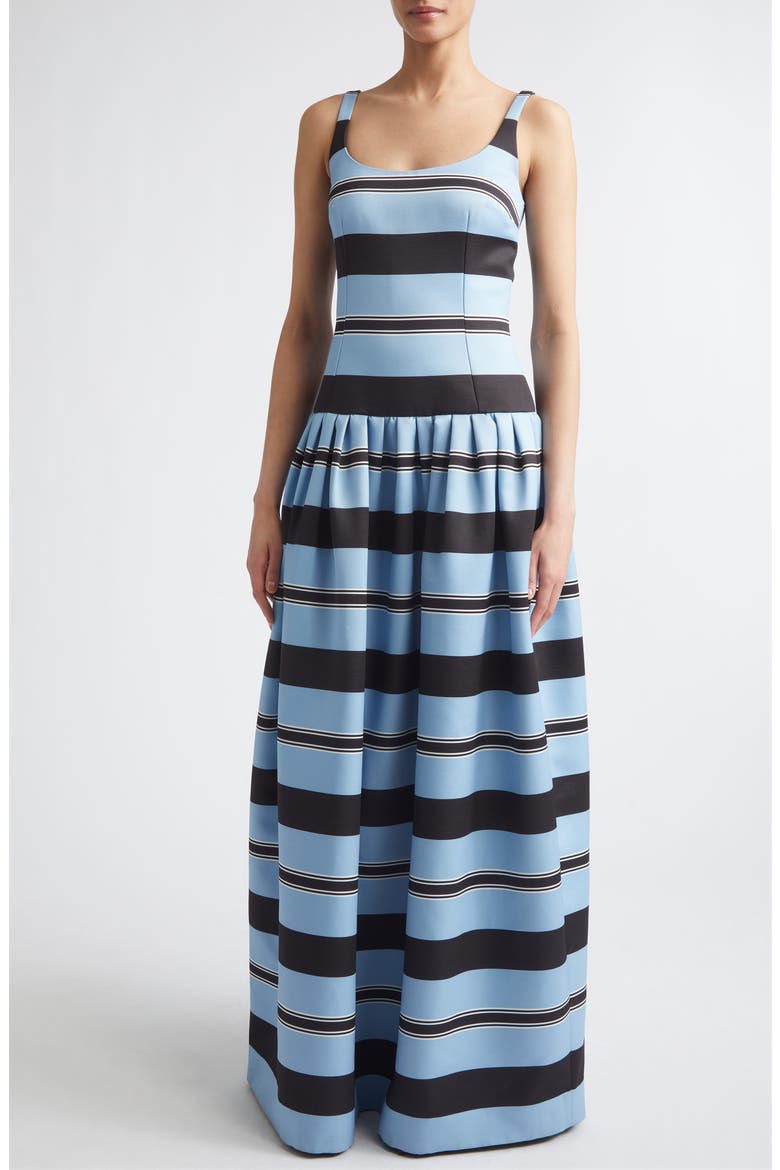 Tristesse Stripe Taffeta Faille Maxi Dress, Alternate, color, GRAPHIC STRIPE - BLUE BLACK