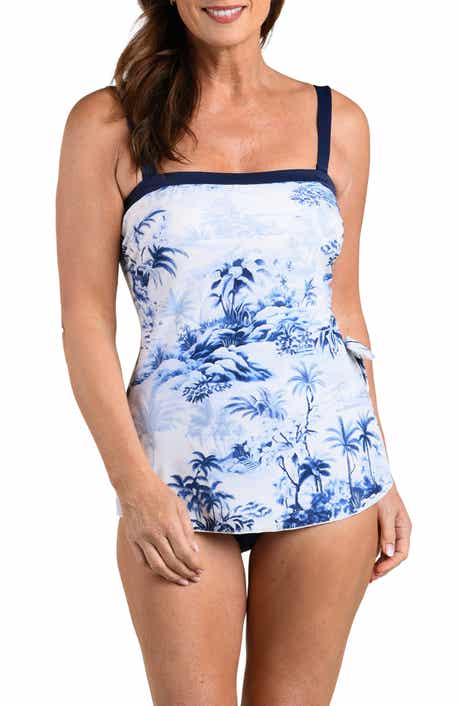 Toile Bandeau Sarong One-Piece Swimsuit