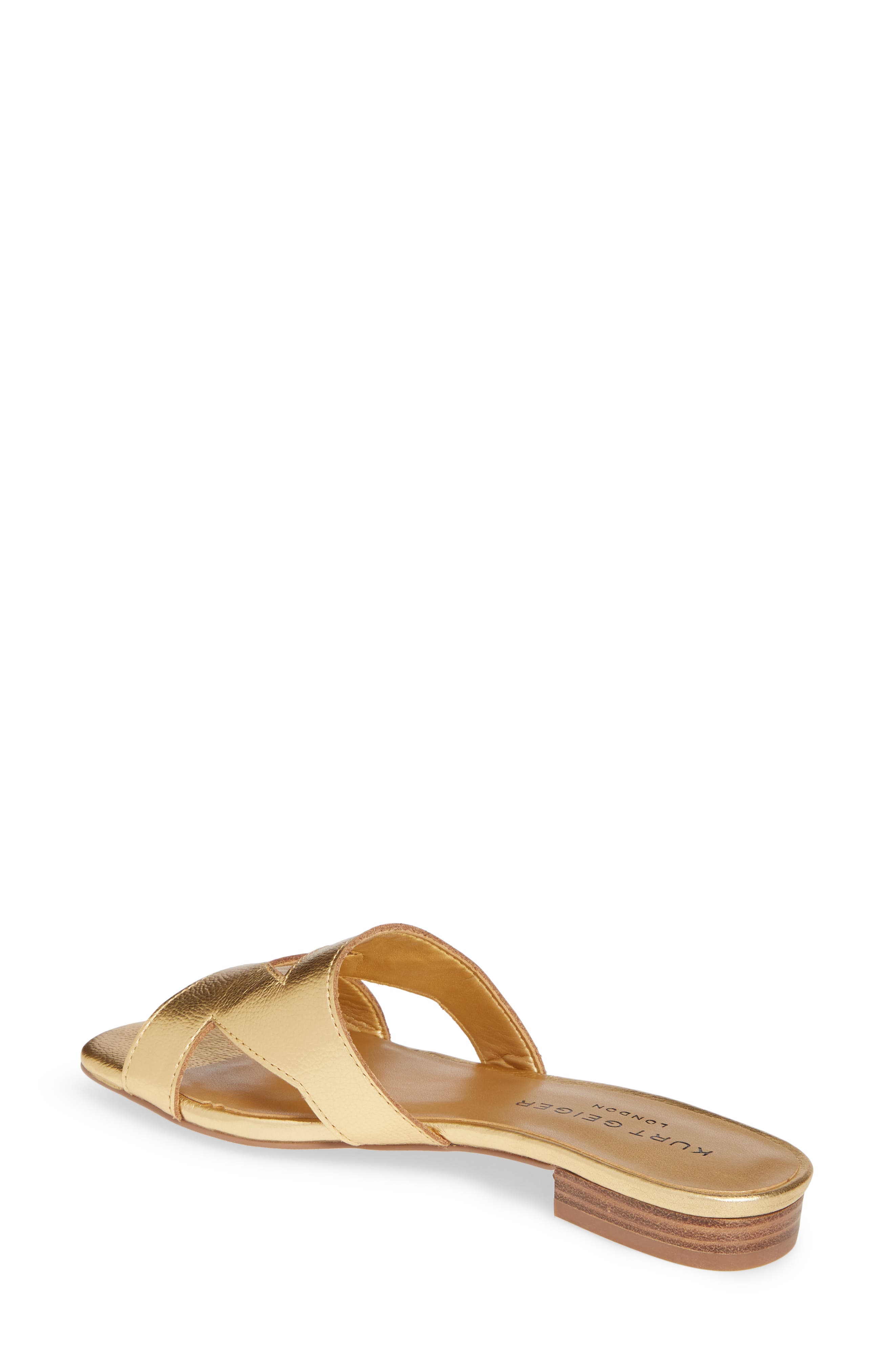 Odina Cutout Slide Sandal, Alternate, color, GOLD LEATHER