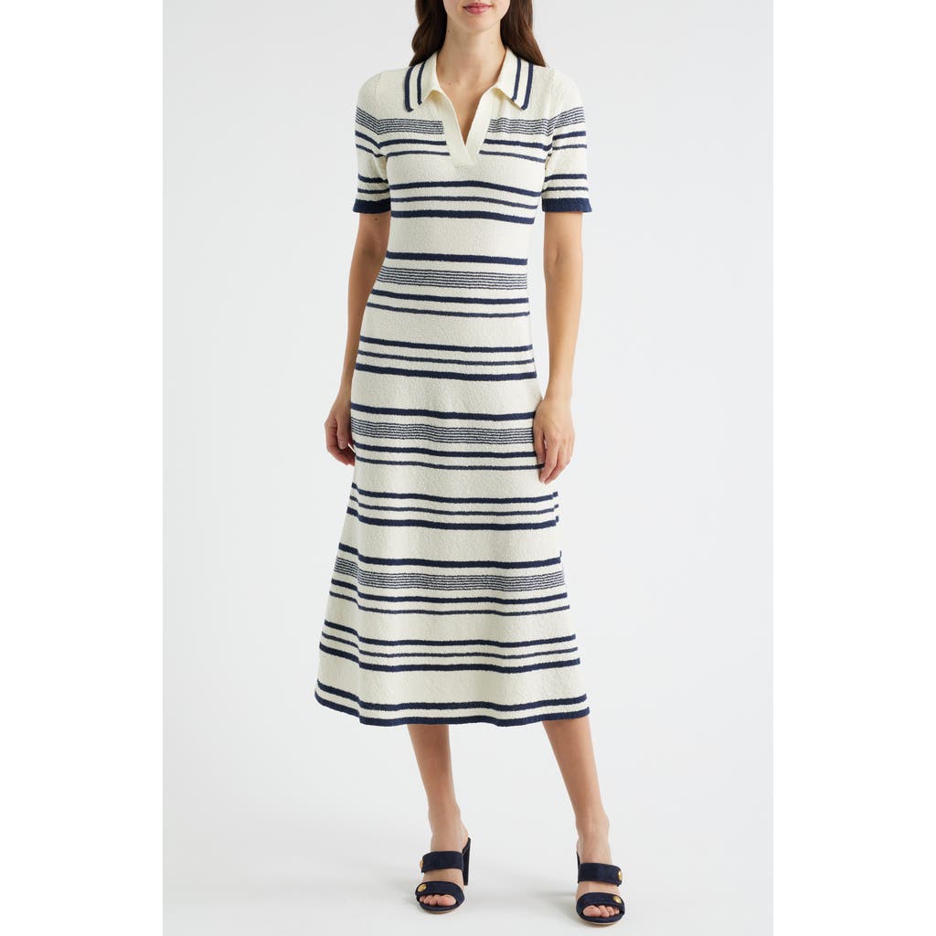 Zoe And Claire Stripe Midi Polo Sweater Dress