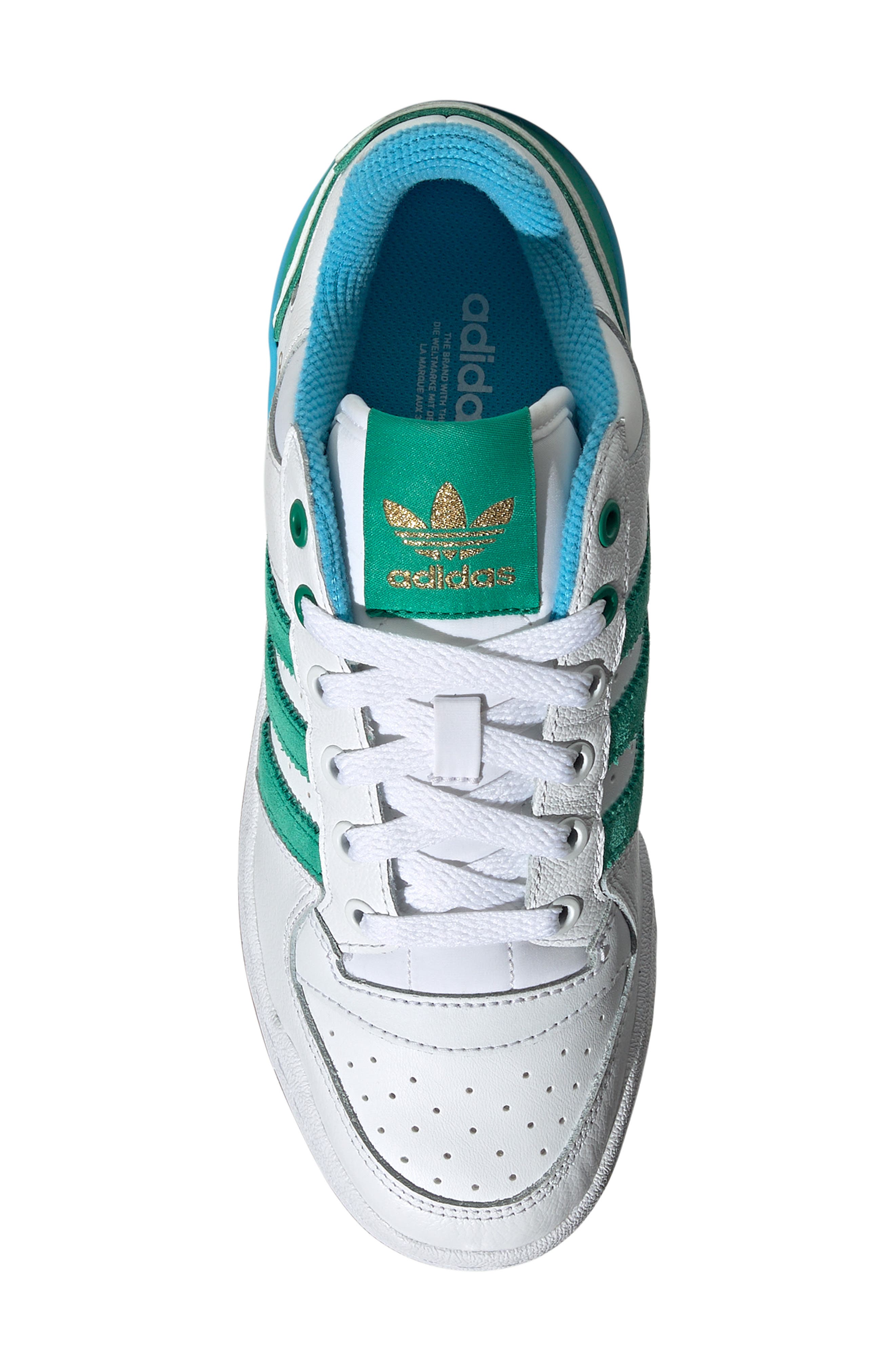 adidas Forum Bold Basketball Sneaker, Alternate, color, White/ Court Green/ Sky Rush