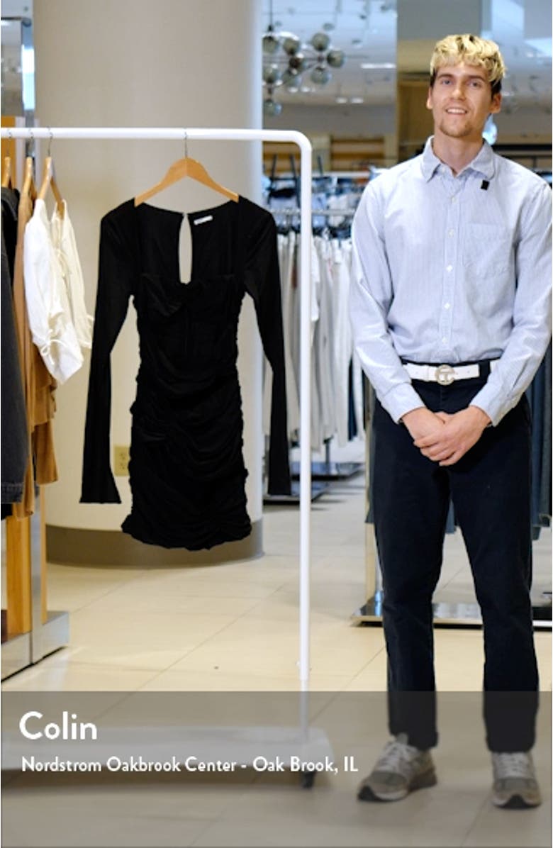 Camille Long Sleeve Silk Blend Cutout Minidress, sales video thumbnail