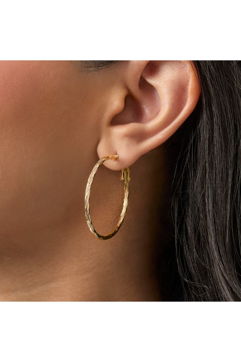 3-Piece Textured Gold-Tone Hoop Earring Set, Alternate, color, Gold