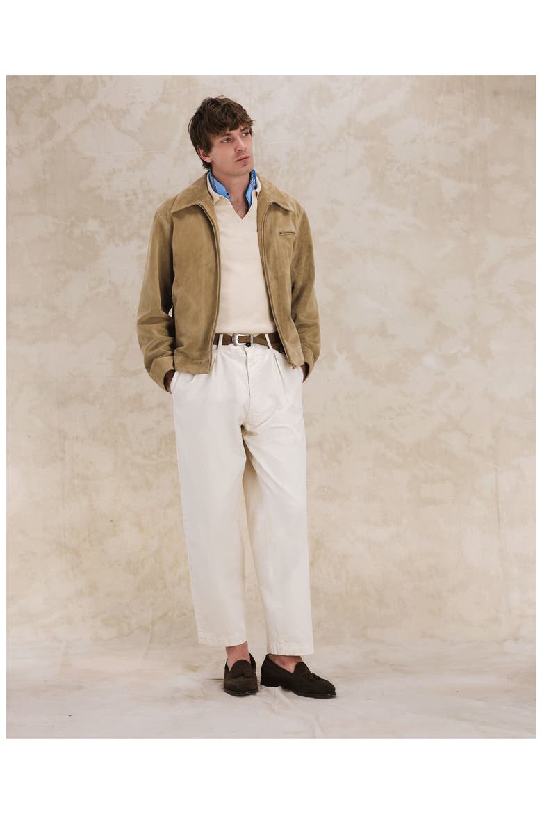 Rhode Suede Leather Jacket, Alternate, color, BEIGE