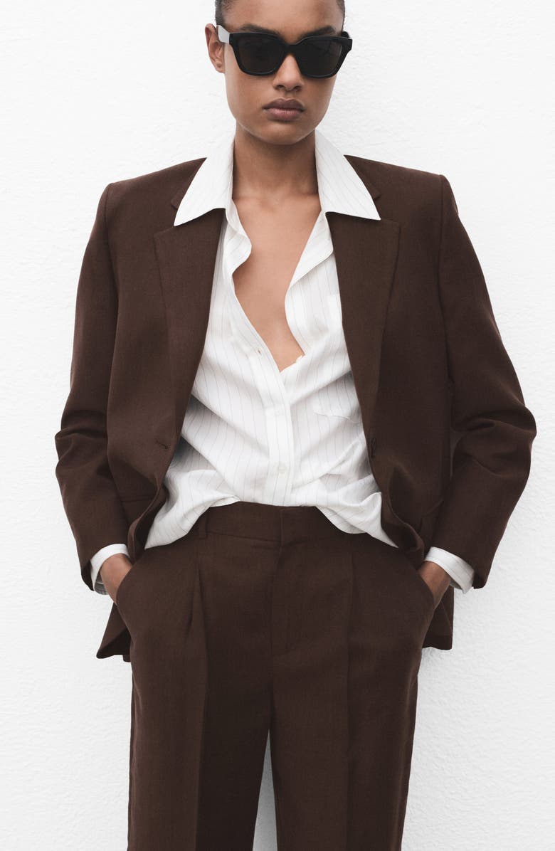 MANGO Pleated Straight Leg Lyocell Blend Suit Pants, Alternate, color, 