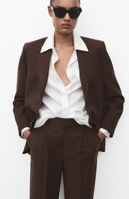 Mango Pleated Straight Leg Lyocell Blend Suit Pants In Brown