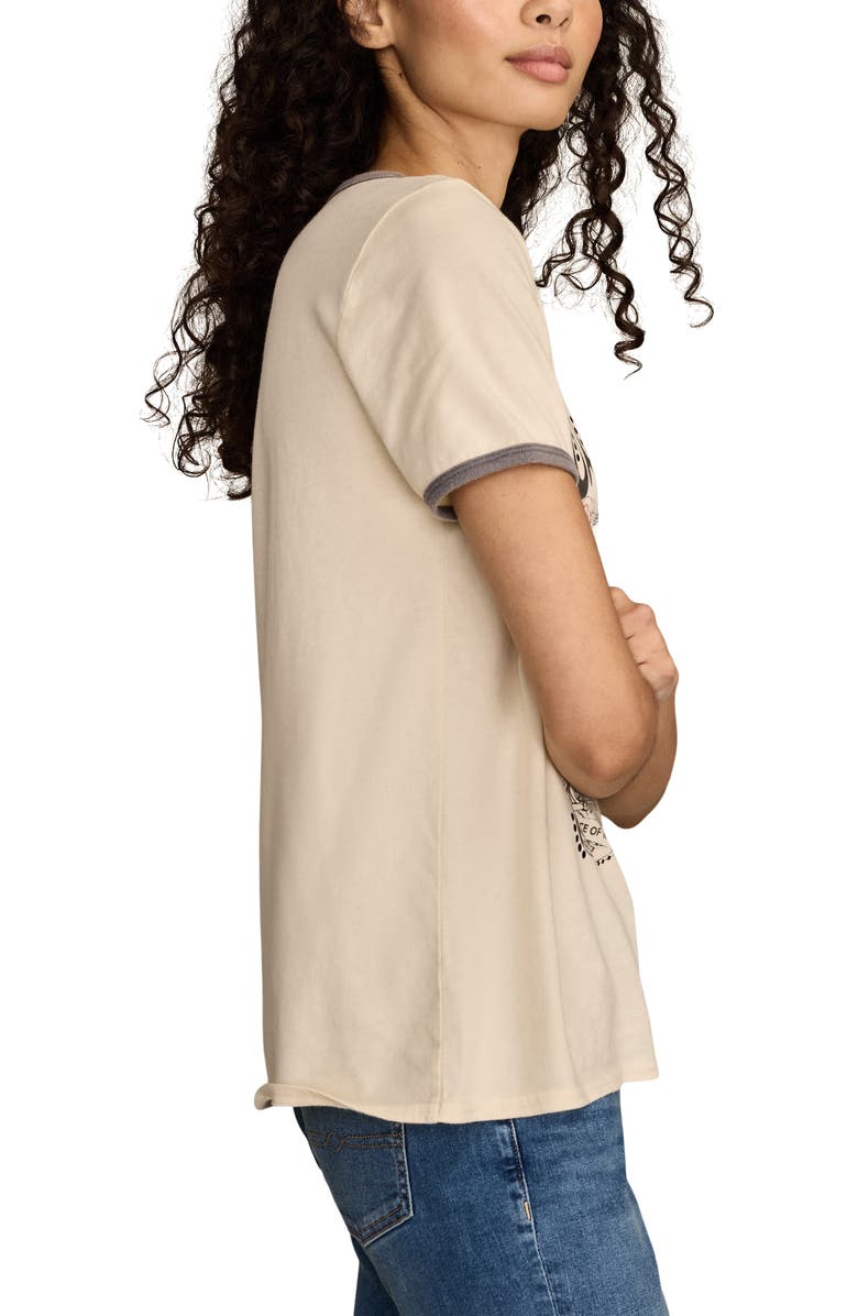 Lucky Brand Floral Janis Joplin Graphic Ringer T-Shirt, Alternate, color, Bone White