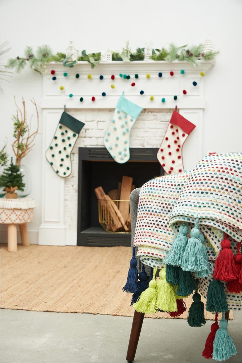 Christmas String Lights Pompom Decorative Hanging Garland 48", Alternate, color, Blue