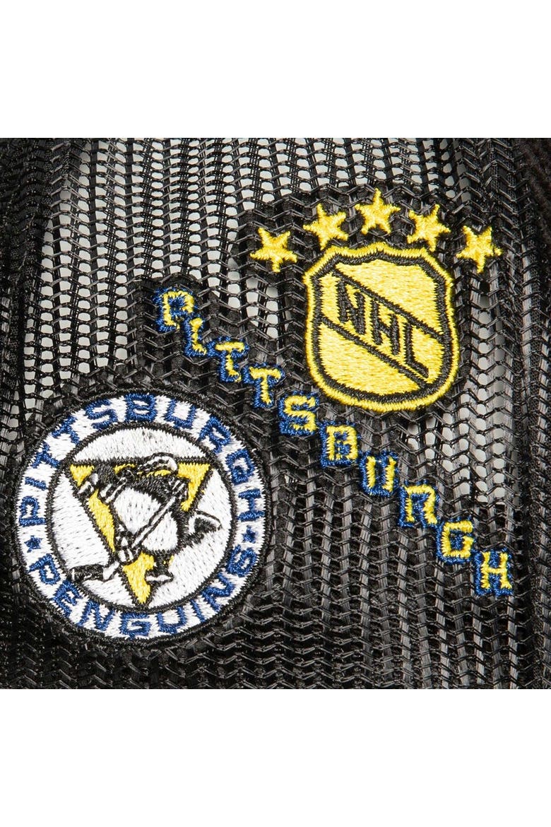 Men's Mitchell & Ness  Black Pittsburgh Penguins Times Up Classic Script Cord Trucker Adjustable Hat, Alternate, color, Black