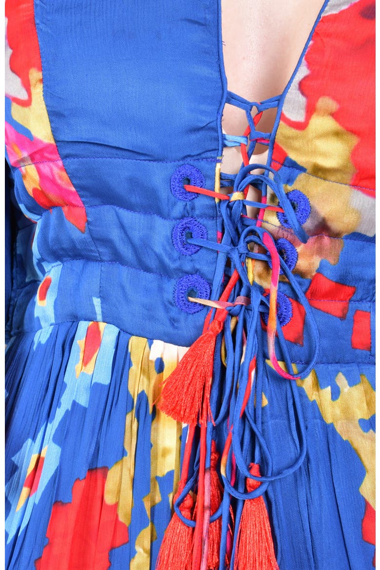 Angel Sleeves Ruffle Maxi Sundress, Alternate, color, Blue