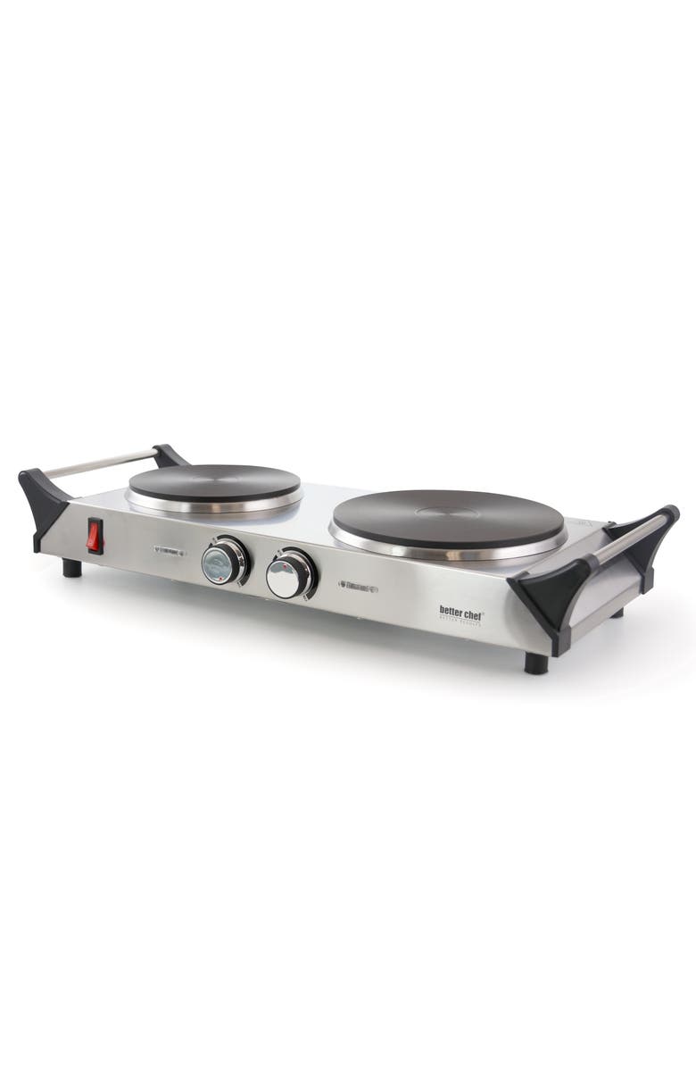 Better Chef Portable Stainless Steel Solid Element Double Electric Burner, Main, color, 