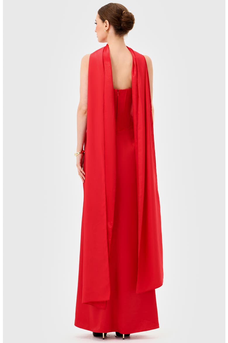 Iyla Strapless Corset Gown, Alternate, color, RED