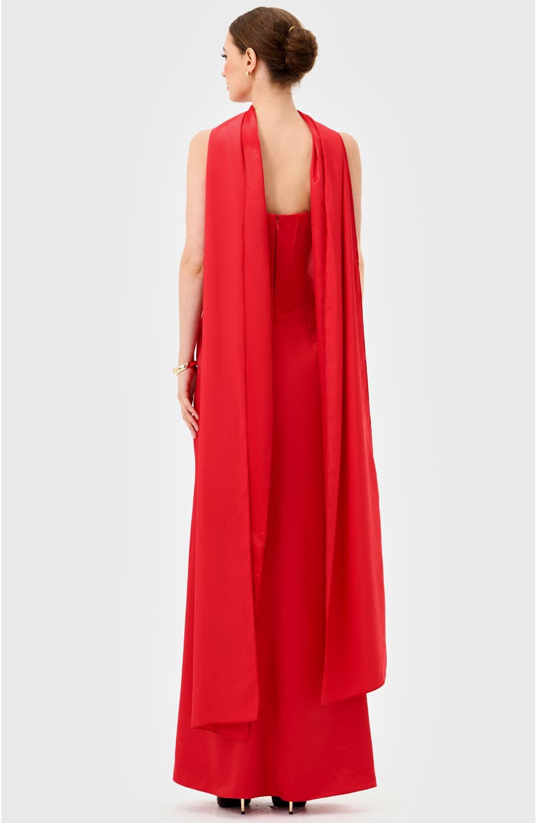 Bariano Iyla Strapless Corset Gown, Alternate, color, Red