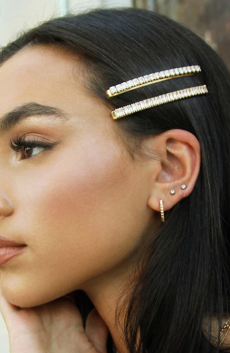 Ettika 2-Pack Crystal Bobby Pins, Alternate, color, Gold