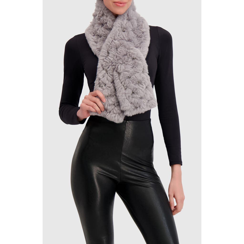 Lyla Grant Fur-free Rex Rabbit (faux Fur) Knit Pull-through Scarf In Gray